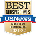 U.S. News and World Report's Best Nursing Home badge for short-term rehabilitation for Lutheran Village at Miller's Grant.