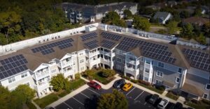 An aerial view of Carroll Lutheran Village's solar panels. 